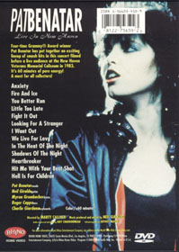 Pat Benatar Live In New Haven Coliseum DVD back cover